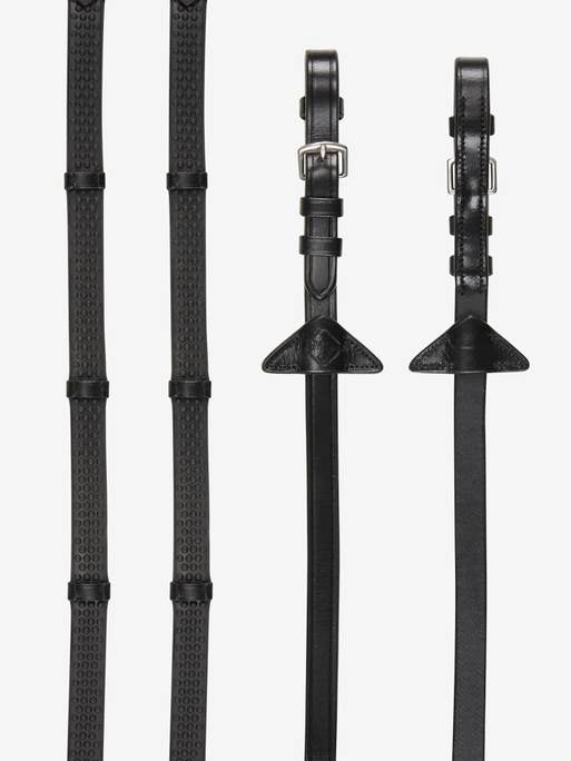Soft Rubber Reins with Stoppers Black/Silver COB