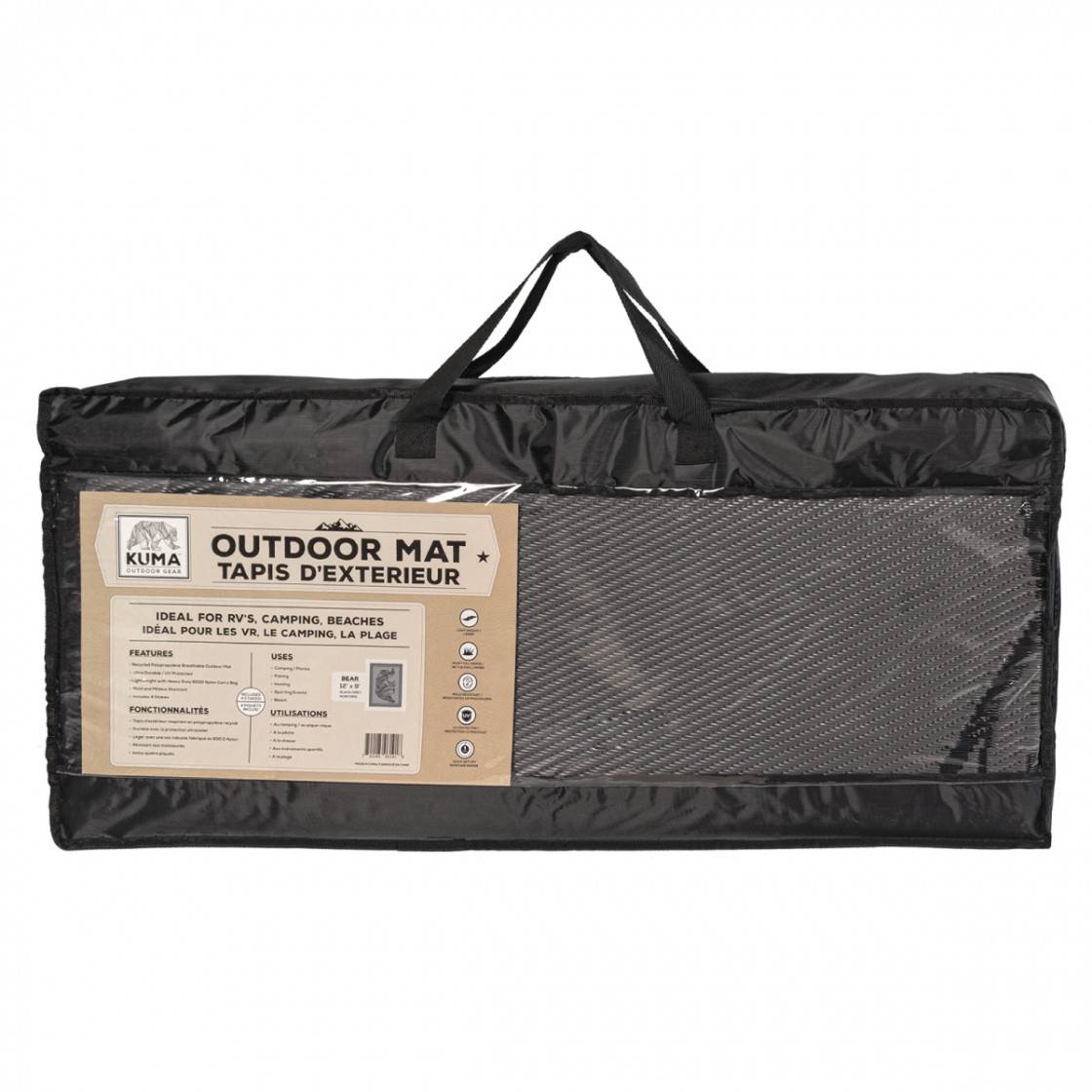 Bear Outdoor Mat - 12’ x 9’ Black/Grey
