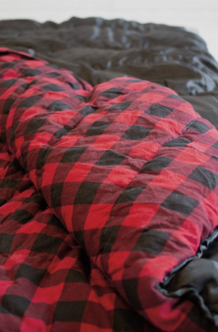 In Stock Athabaska Sleeping Bag  Red/Black Plaid