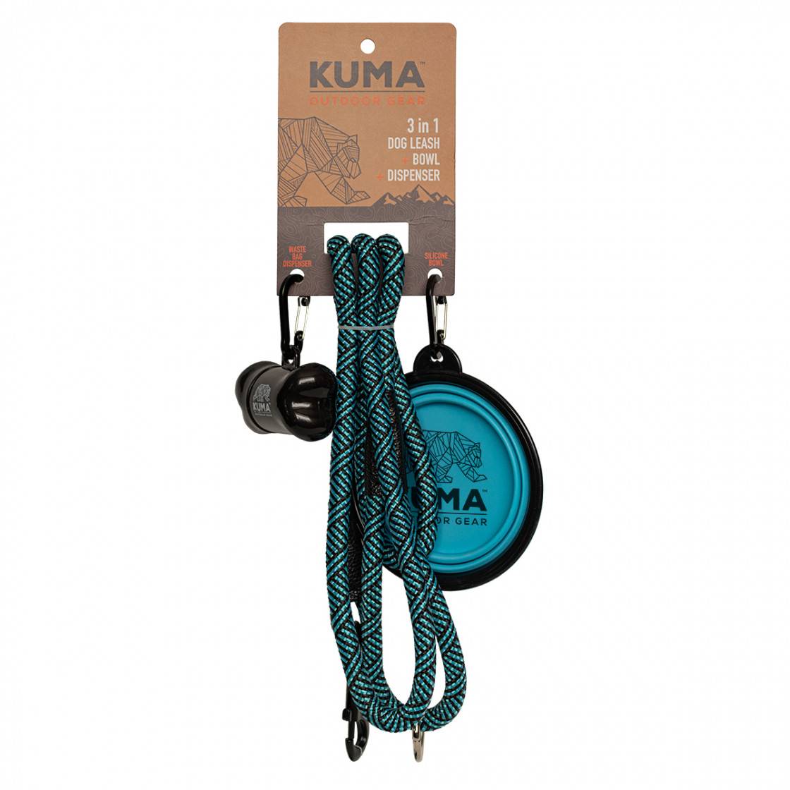 Kuma 3 in 1 Dog Leash Aqua/Black