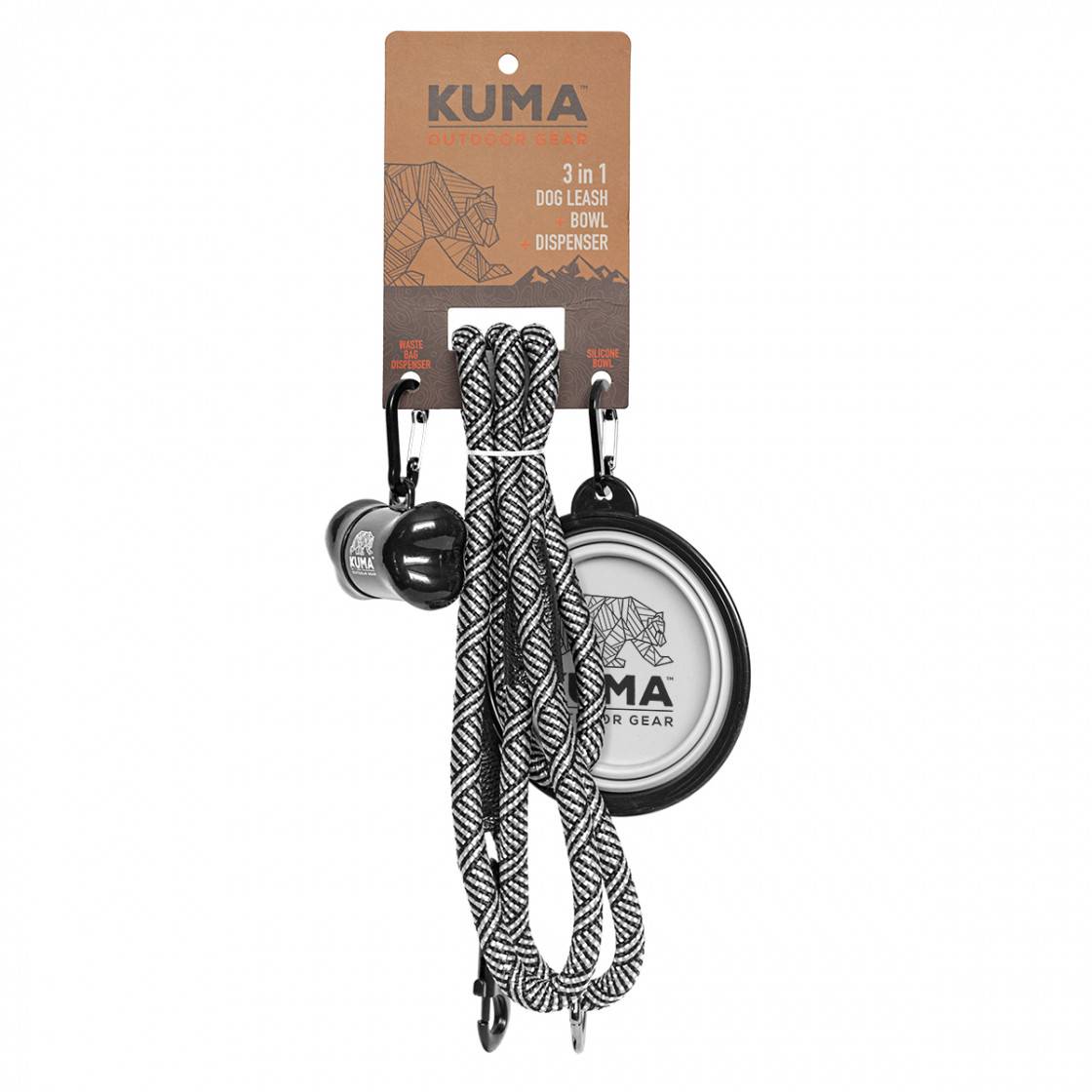 Kuma 3 in 1 Dog Leash White/Black